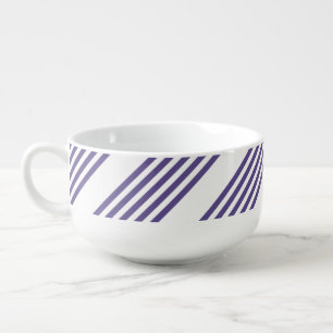 Ultra violet and white five stripe pattern soup mug