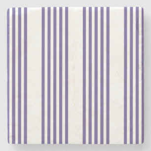 Ultra violet and white five stripe pattern stone coaster