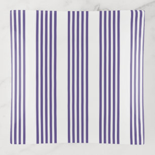 Ultra violet and white five stripe pattern trinket tray