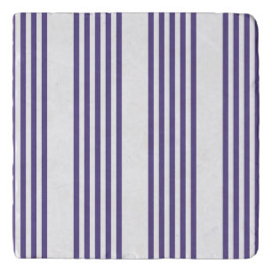 Ultra violet and white five stripe pattern trivet