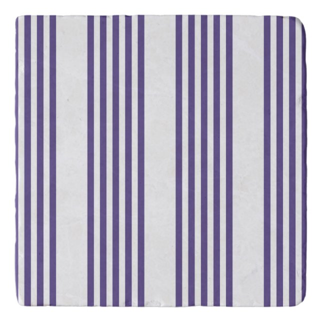 Ultra violet and white five stripe pattern trivet (Front)