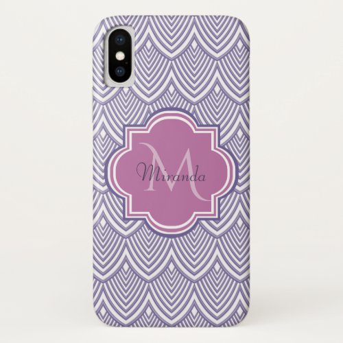 Ultra Violet Arched Scallops Orchid Monogram Name iPhone X Case