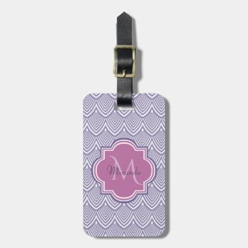 Ultra Violet Arched Scallops Orchid Monogram Name Luggage Tag by ohsogirly at Zazzle