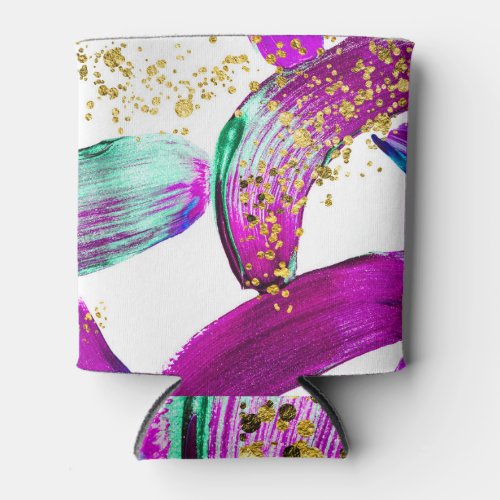 Ultra Violet Brush Abstract Art Can Cooler