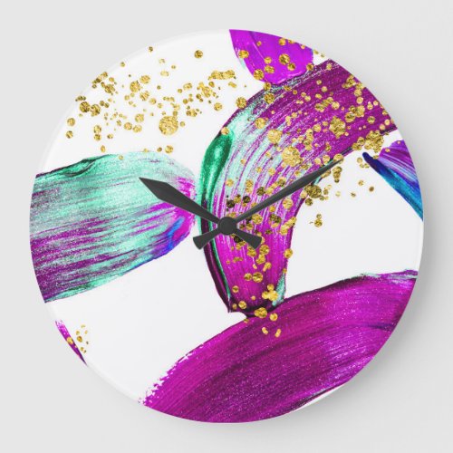 Ultra Violet Brush Abstract Art Large Clock