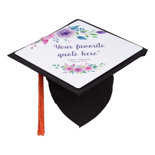 ultra violet color combo floral personalized graduation cap topper