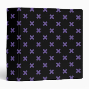 Ultra violet cross stitches on black 3 ring binder