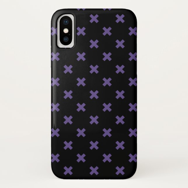 Ultra violet cross stitches on black Case-Mate iPhone case (Back)