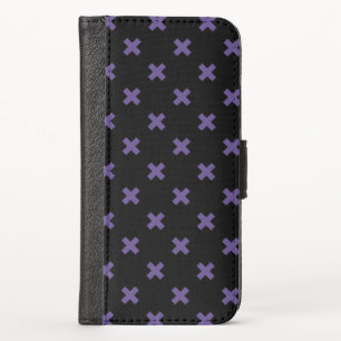 Ultra violet cross stitches on black iPhone x wallet case