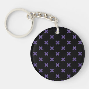 Ultra violet cross stitches on black keychain
