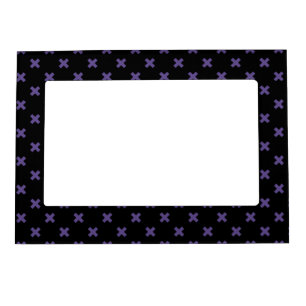 Ultra violet cross stitches on black magnetic frame