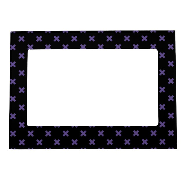 Ultra violet cross stitches on black magnetic frame (Front)