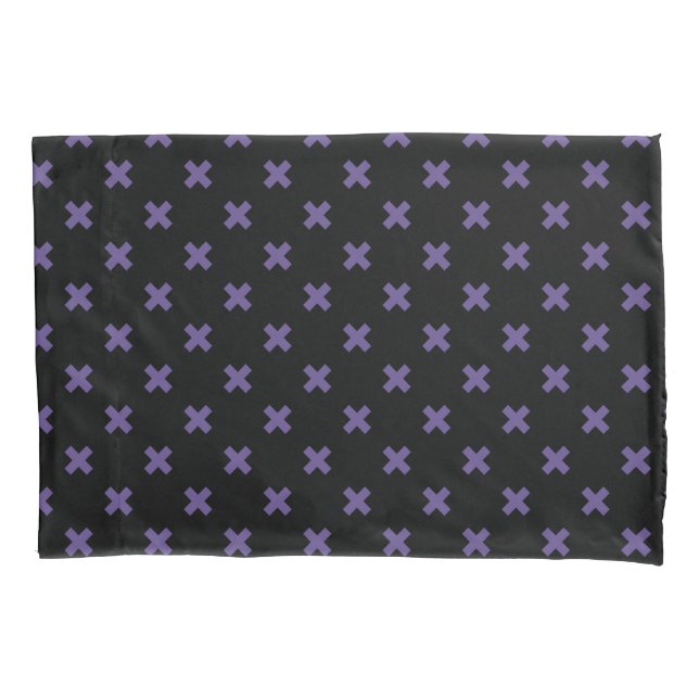 Ultra violet cross stitches on black pillow case (Front)