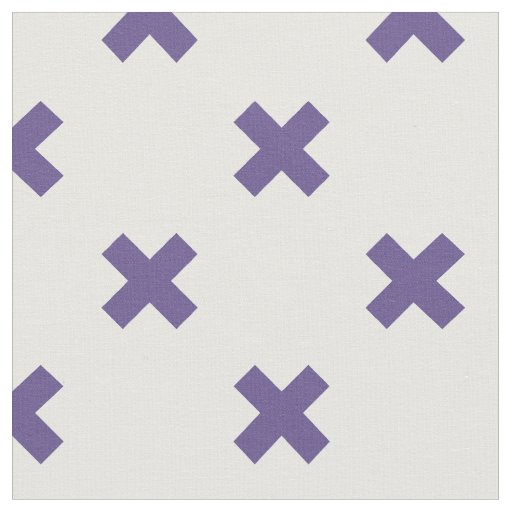 Ultra violet cross stitches on white fabric