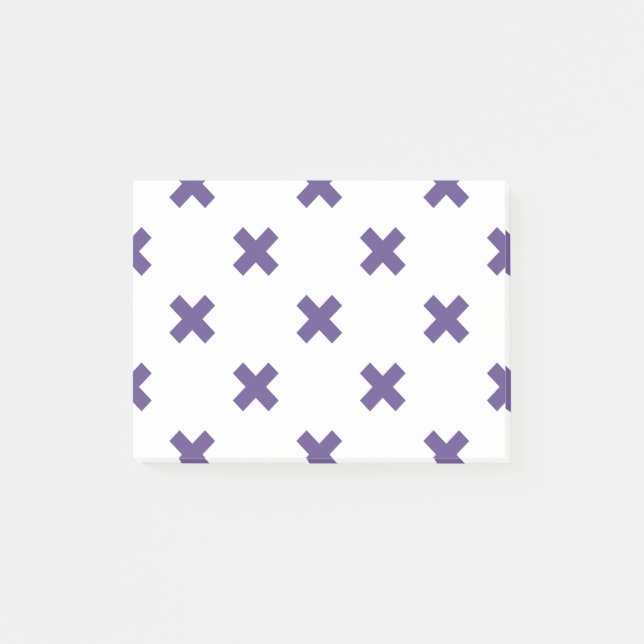 Ultra violet cross stitches on white post-it notes (Front)