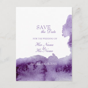 Ultra Violet Elegant Watercolor SAVE the Date Announcement Postcard