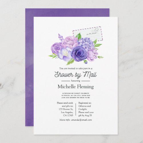 Ultra Violet Floral Bridal Shower by Mail Invitation