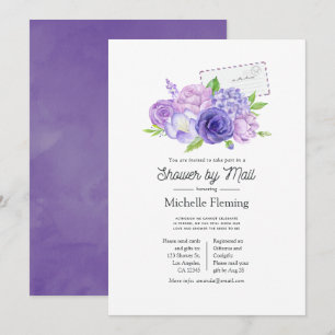 Ultra Violet Floral Bridal Shower by Mail Invitation