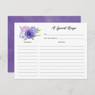 Ultra Violet Floral Bridal Shower Recipe Note Card