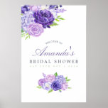 Ultra Violet Floral Bridal Shower Welcome Poster at Zazzle