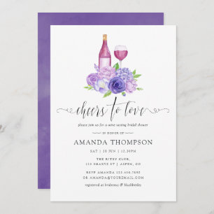 Ultra Violet Floral Bridal Shower Wine Tasting Invitation