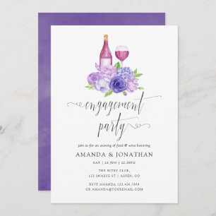 Ultra Violet Floral Engagement Party Wine Tasting Invitation