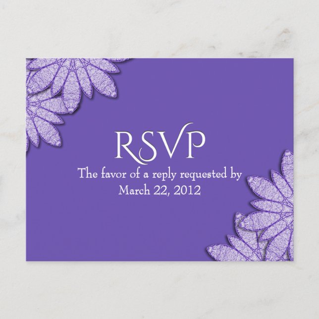 Ultra Violet Floral RSVP with Menu Choice (Front)