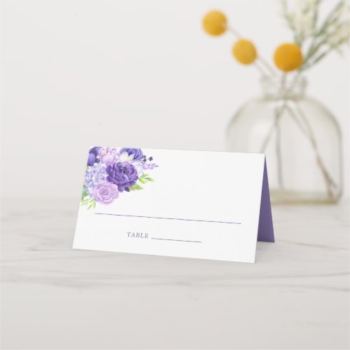 Ultra Violet Floral Wedding Table Number Place Card