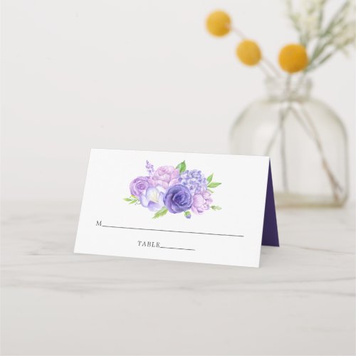 Ultra Violet Floral Wedding Table Number Place Card