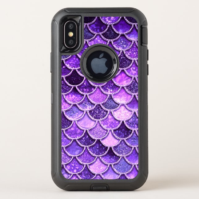 Ultra Violet Glitter Mermaid Scales Otterbox iPhone Case (Back)