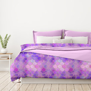 Ultra Violet & Gold Mermaid Scale Pattern Duvet Cover