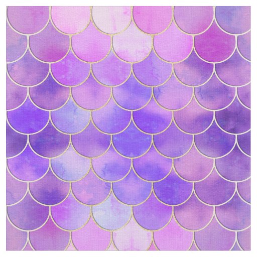 Ultra Violet & Gold Mermaid Scale Pattern Fabric