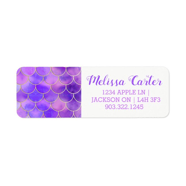 Ultra Violet & Gold Mermaid Scale Pattern Label (Front)
