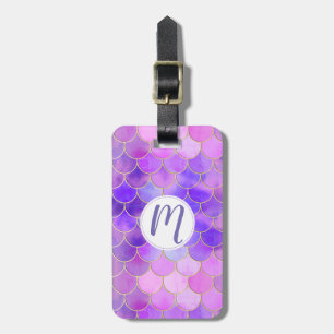 Ultra Violet & Gold Mermaid Scale Pattern Luggage Tag