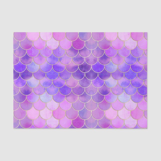 Ultra Violet & Gold Mermaid Scale Pattern Tissue Paper (Front)