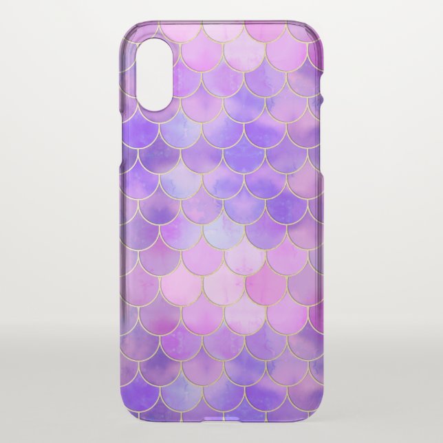 Ultra Violet & Gold Mermaid Scale Pattern Uncommon iPhone Case (Back)