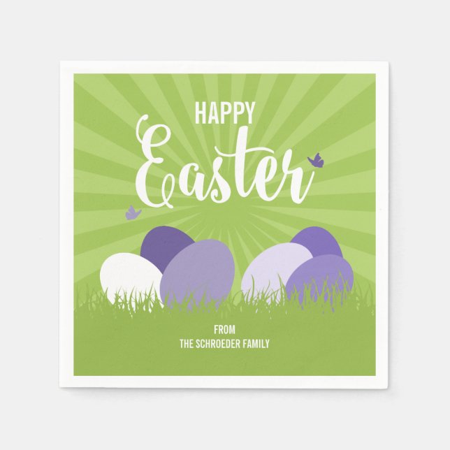 Ultra Violet & Green Easter Paper Napkin (Front)