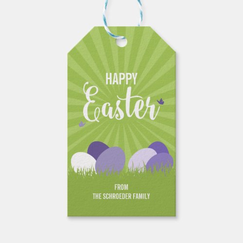 Ultra Violet  Green Happy Easter Gift Tag