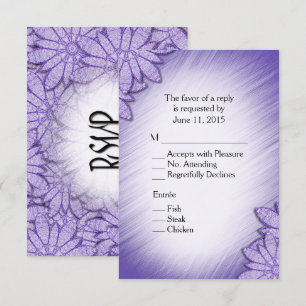 Ultra Violet Hue Floral RSVP with Entree Selection Invitation