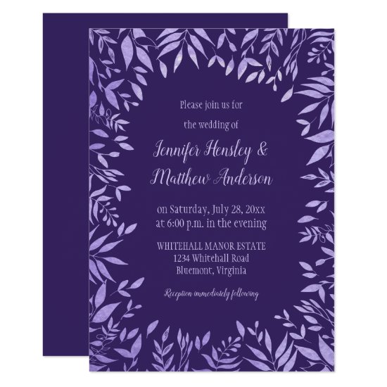 Ultra Violet Lavender Purple Leaves Overlay Invitation