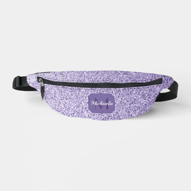 Ultra violet light purple glitter sparkle Monogram Fanny Pack (Front)