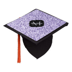 Ultra violet light purple glitter sparkle Monogram Graduation Cap Topper