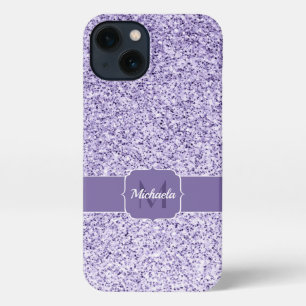 Ultra violet light purple glitter sparkle Monogram iPhone 13 Case