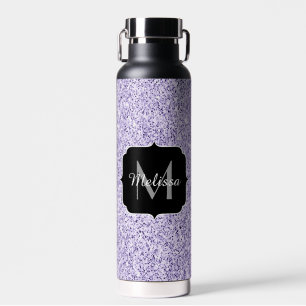 Ultra violet light purple glitter sparkle Monogram Water Bottle