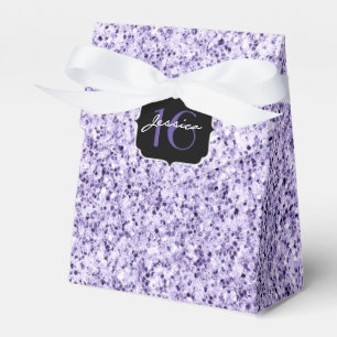Ultra violet light purple glitter sparkle Sweet 16 Favor Boxes