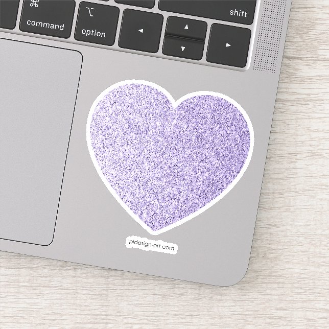Ultra violet light purple glitter sparkles heart sticker (Detail)