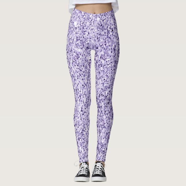 Ultra violet light purple glitter sparkles leggings (Front)