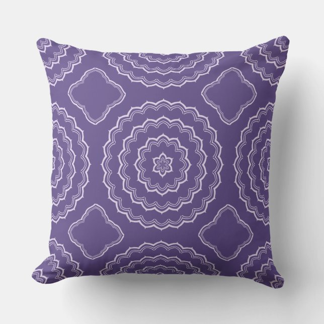 Ultra Violet Mandala Pattern Print Pillow (Front)