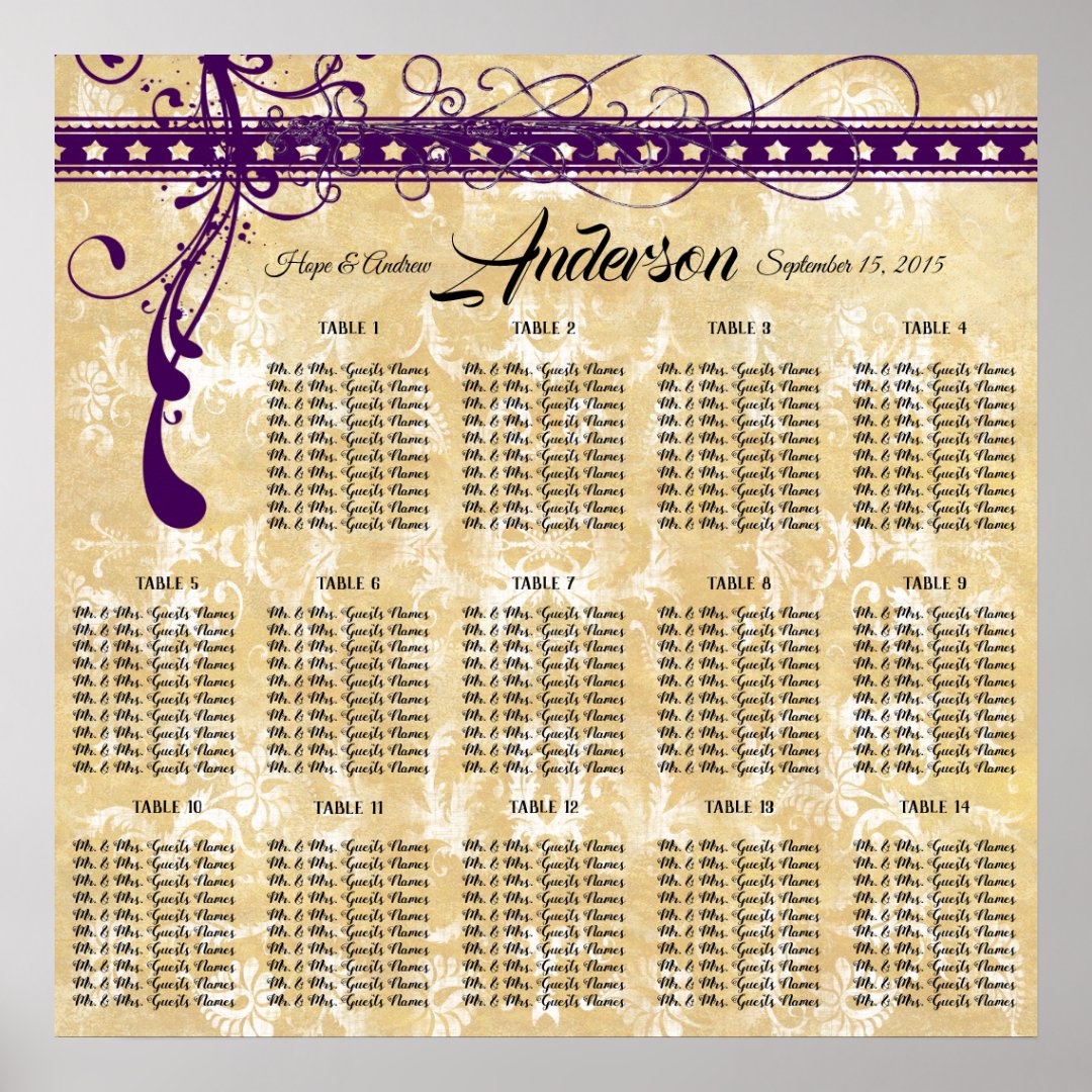 Ultra Violet Medieval Renaissance Seating Chart Zazzle