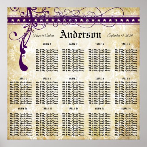 Ultra Violet Medieval Renaissance Seating Chart Zazzle